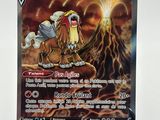 a close up of a pokemon card on a white surface