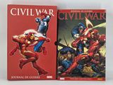 two books of civil war and civil war, with captain america and iron man