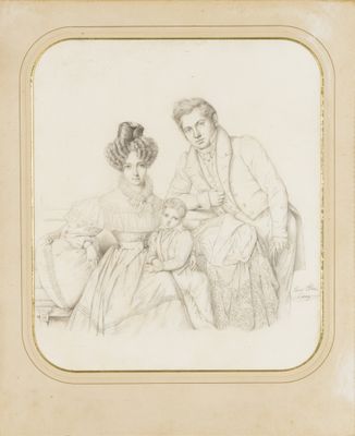ANTOINE ETEX (1808-1888) Le couple et son enfant Dessin