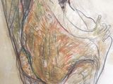 a drawing of a woman sitting in a chair