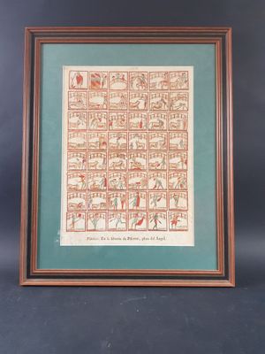 une image encadrée représentant un dessin d'une ville avec des personnages