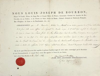un vieux document sur lequel est apposé un cachet de cire rouge
