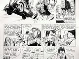 une bande dessinée en noir et blanc représentant un homme au volant d'une voiture