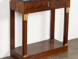an image of a wooden table with a marble top