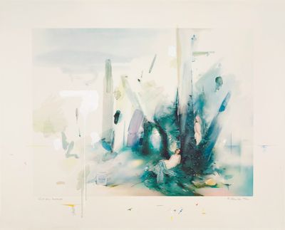 an image of a painting on a white wall with a painting on the wall