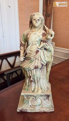 Grès émaillé Vierge à l'enfant H : 47 cm