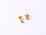 une paire de boucles d'oreilles à clous en or sur fond blanc