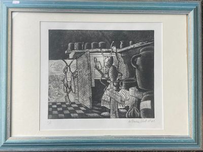 dessin représentant un homme et une femme assis sur une chaise devant une cheminée