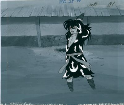 un dessin en noir et blanc représentant une femme tenant une épée