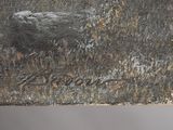 a picture of a painting of a sheep in a field