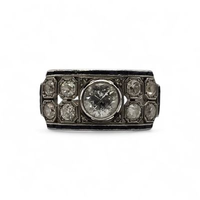 Bague de style Art Déco, à monture en platine (AC) en serti …
