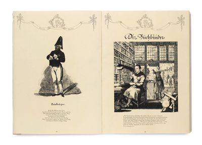un livre ouvert sur lequel figure l'image d'un homme portant un chapeau et d'une femme en robe