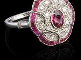 bague art déco en rubis et diamants
