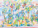 an image of a painting of flowers in a vase on a table