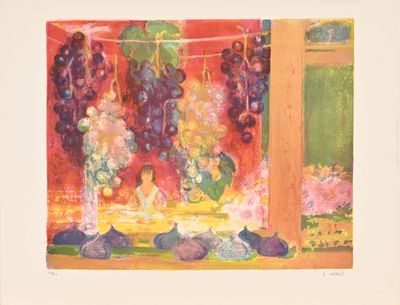 Paul COLLOMB (1921-2010) En lot : - Vitrine aux raisins