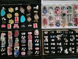 many different types of jewelry in a black case