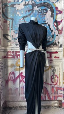 Robe Couture T.42 A.VAUTHIER Crêpe Noir et Cristal Neuve avec étiquett - Photo 1