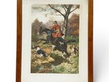 an image of a painting of a man on a horse with hounds