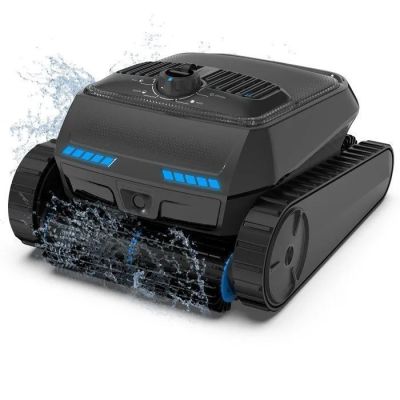 an image of a robotic pool cleaner with water coming out of it