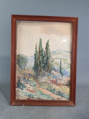 G. AURIOL : "Paysages varois". Paire d'aquarelles, SBD, 53 x…