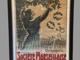 an old french poster of a woman reaching for a branch of a tree