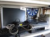 an image of a computer with a dart in the background