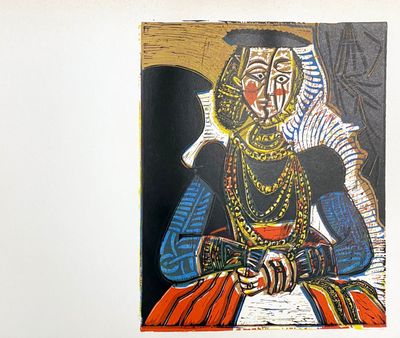 a picture of a painting of a woman sitting at a table