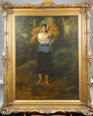 Tableau HST (rest) -Jeune femme aux fagots- trace de signatu…