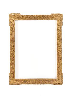 an old gold frame with a white background