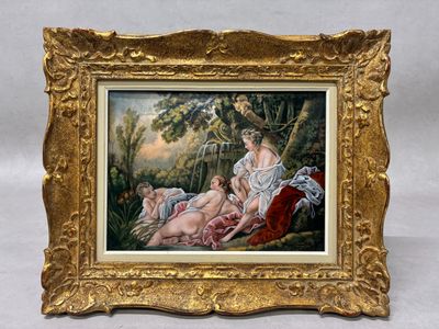 an image of a painting of a woman and a child in a landscape