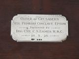 a sign on a wooden table that says order of crusaders