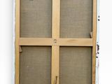 a close up of a window frame with a number on it
