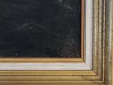 an image of a painting of a black and white cat in a gold frame