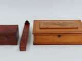 two pieces of wood with a wooden box and a wooden box