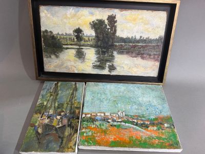 Suite de trois huile sur toile
