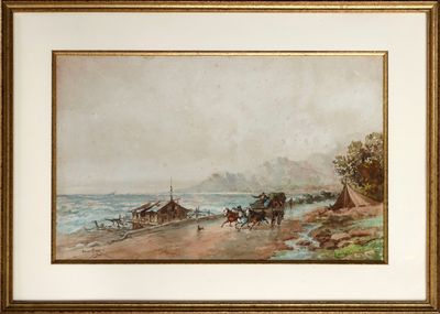 Emile HENRY (1842-1920) - Attelage en bord de mer et navire …