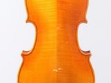 an old violin with a wooden back and a white background
