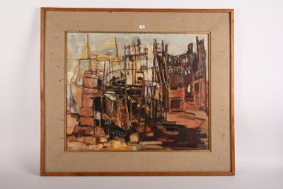 une image représentant un tableau d'un bateau dans un port