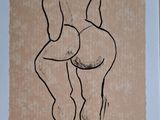 a drawing of a nude woman sitting on a chair