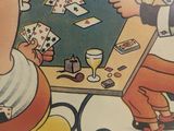 a cartoon picture of a man playing a game of cards