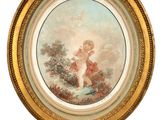 an image of a painting of a woman and a child in a landscape