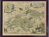 carte ancienne de Boccolando, encadrée dans un cadre en bois, accrochée au mur
