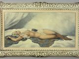 l'image d'un tableau représentant une femme nue allongée sur un lit