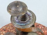 a metal object that is sitting on top of some rocks