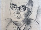 dessin représentant un vieil homme portant des lunettes et une cravate