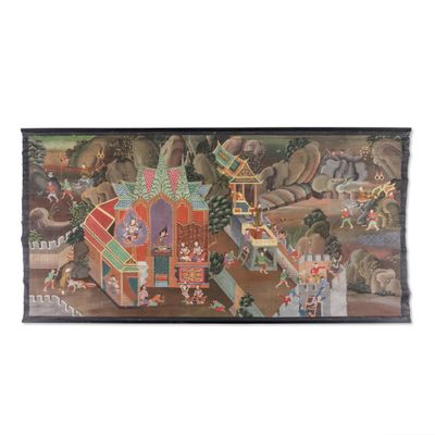 peinture sur le mur d'un immeuble où il y a beaucoup de monde