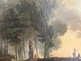 a painting of a man and a woman in a boat on the water
