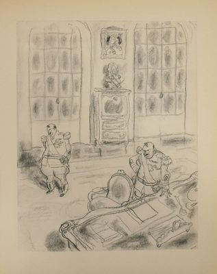 drawing of a drawing of a man and a woman in a living room
