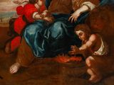 an image of a painting of the virgin and child in a landscape