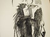 an image of a book with a drawing of a bird on top of a building